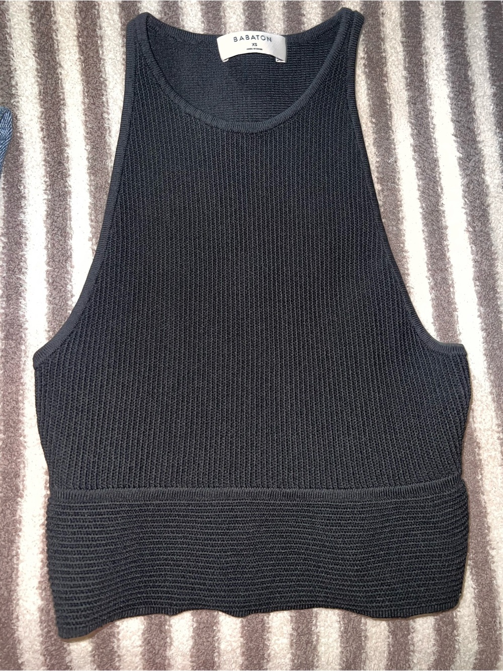 Babaton Black Ribbed Knit Cropped Tank size XS
